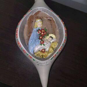 Vintage Handmade Ceramic Indented Double Sided Ornament Huge Decor Silent Night